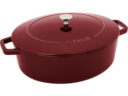 Staub Cast Iron 6.25-qt Shallow Oval Dutch Oven - Grenadine For Discount