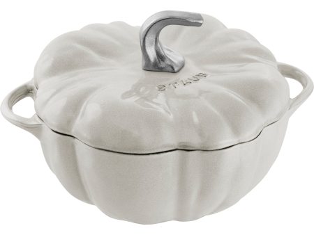 Staub Cast Iron 3.5-qt Pumpkin Cocotte with Stainless Steel Knob - White Truffle For Sale