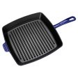 Staub Cast Iron 12-inch Square Grill Pan - Dark Blue on Sale