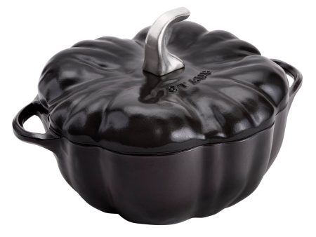 Staub Cast Iron 3.5-qt Pumpkin Cocotte with Stainless Steel Knob - Black Online Sale