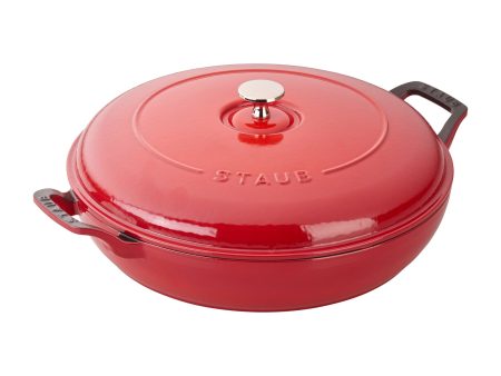 Staub Cast Iron Braiser, Dutch Oven, 3.5-quart, serves 3-4, Made in France, Cherry on Sale