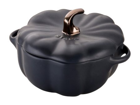 Staub Ceramic 24-oz Pumpkin Cocotte - Matte Black Hot on Sale